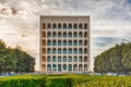 The Palazzo della CiviltÃÂ  Italiana, aka Square Colosseum, Rome, Italy Royalty Free Stock Photo